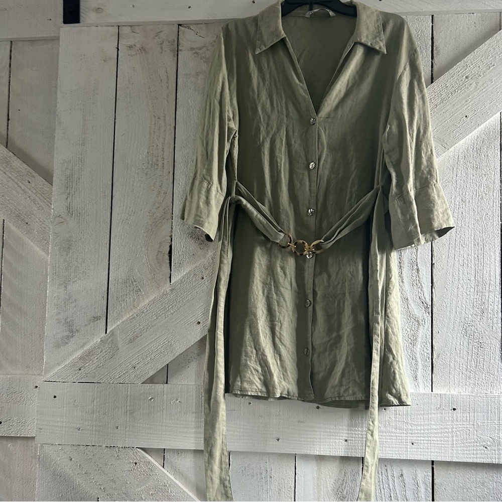 Zara Sage Green Casual Dress - Picture 6 of 8